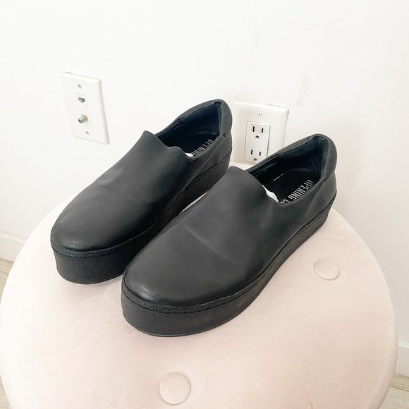 Opening Ceremony Black Leather Cici Slip On Platform Shoes Size 39 - Picture 2 of 9